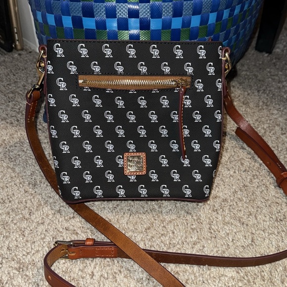 Dooney & Bourke MLB Rockies Small Zip Crossbody Black Leather Colorado Rockies - Picture 6 of 10